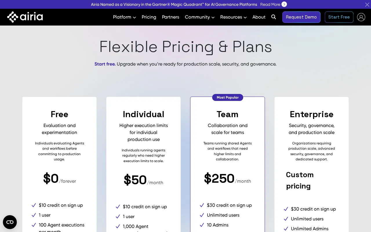Airia Security — pricing page