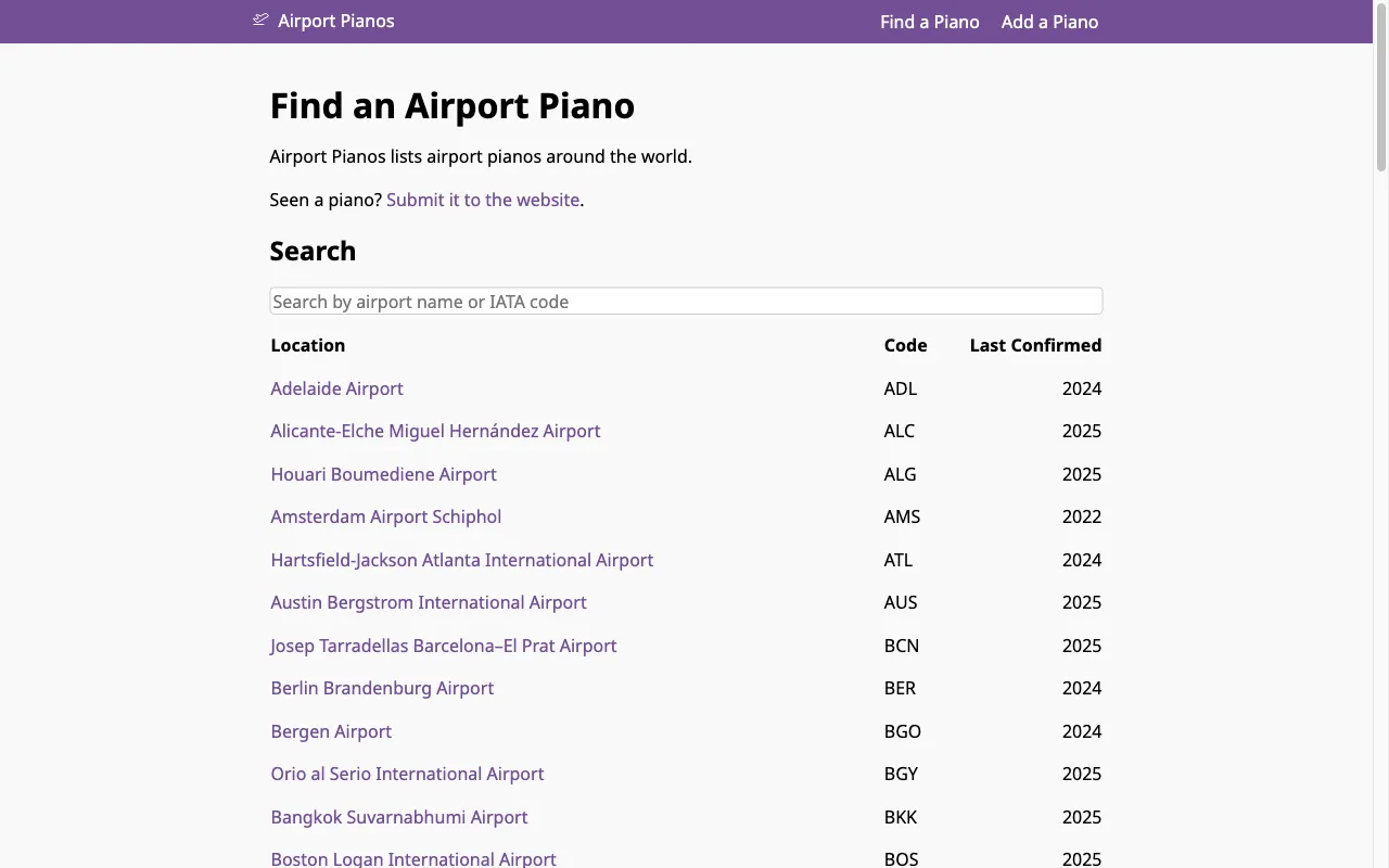 Airport Pianos — preview screenshot