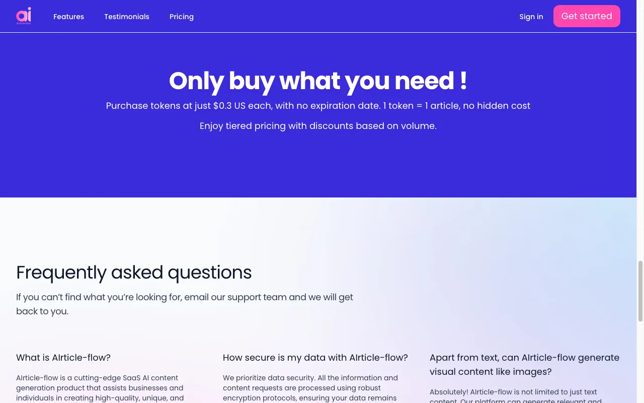 AIrticle-flow — pricing page