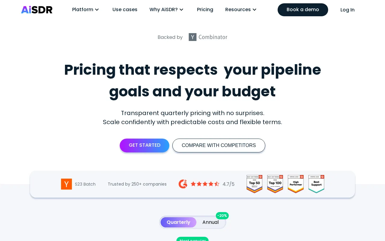 AiSDR — pricing page