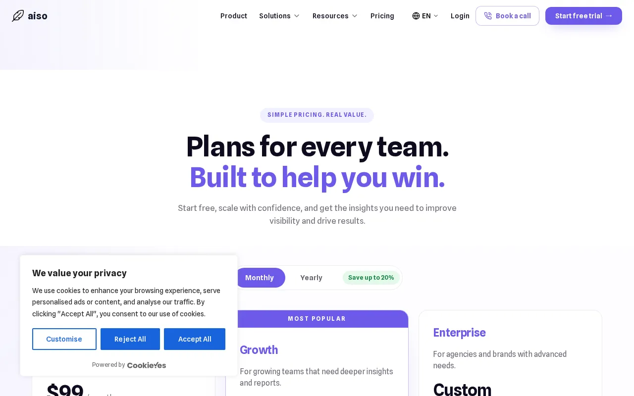 Aiso — pricing page