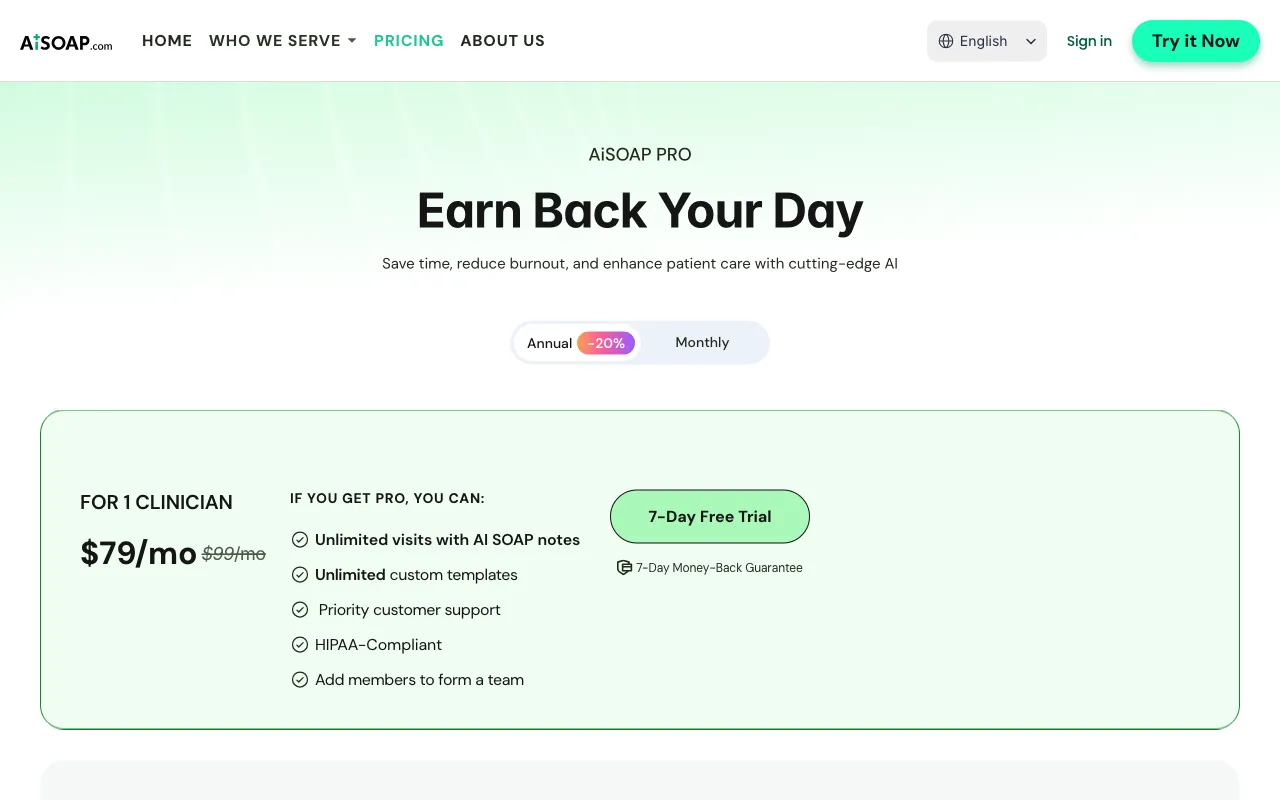 AISOAP — pricing page