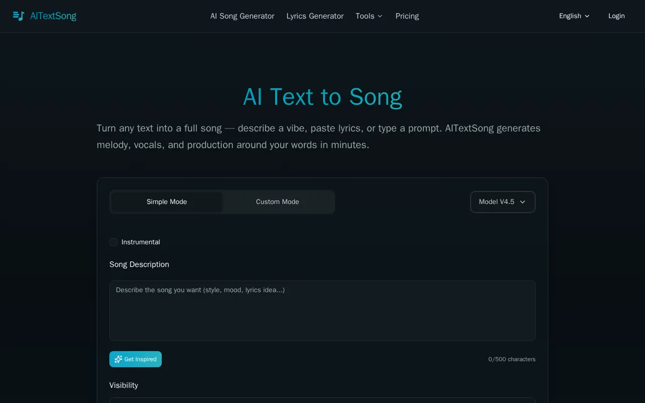 AITextSong.com — preview screenshot