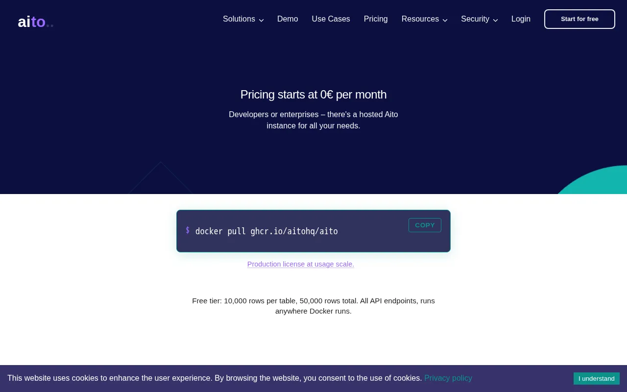 Aito.ai — pricing page