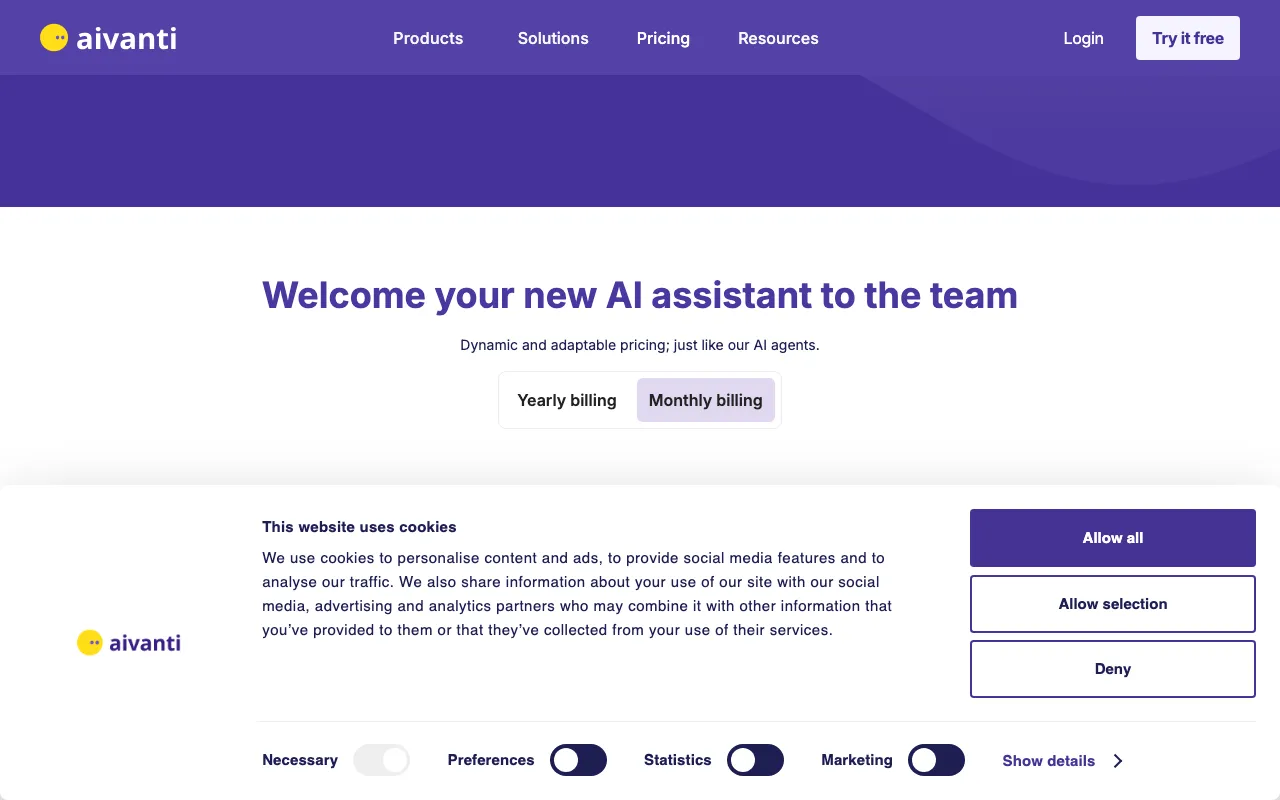 Aivanti — pricing page