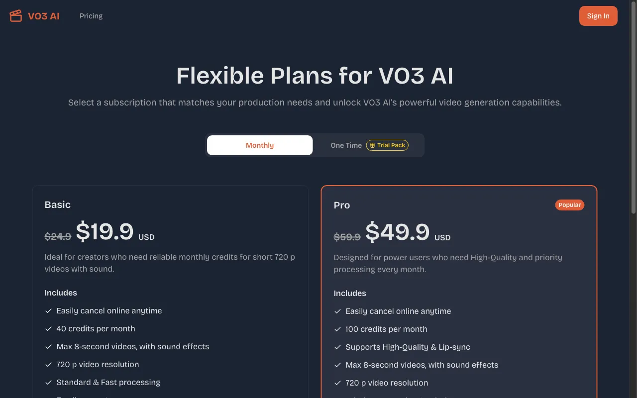 AIVO3.com — pricing page