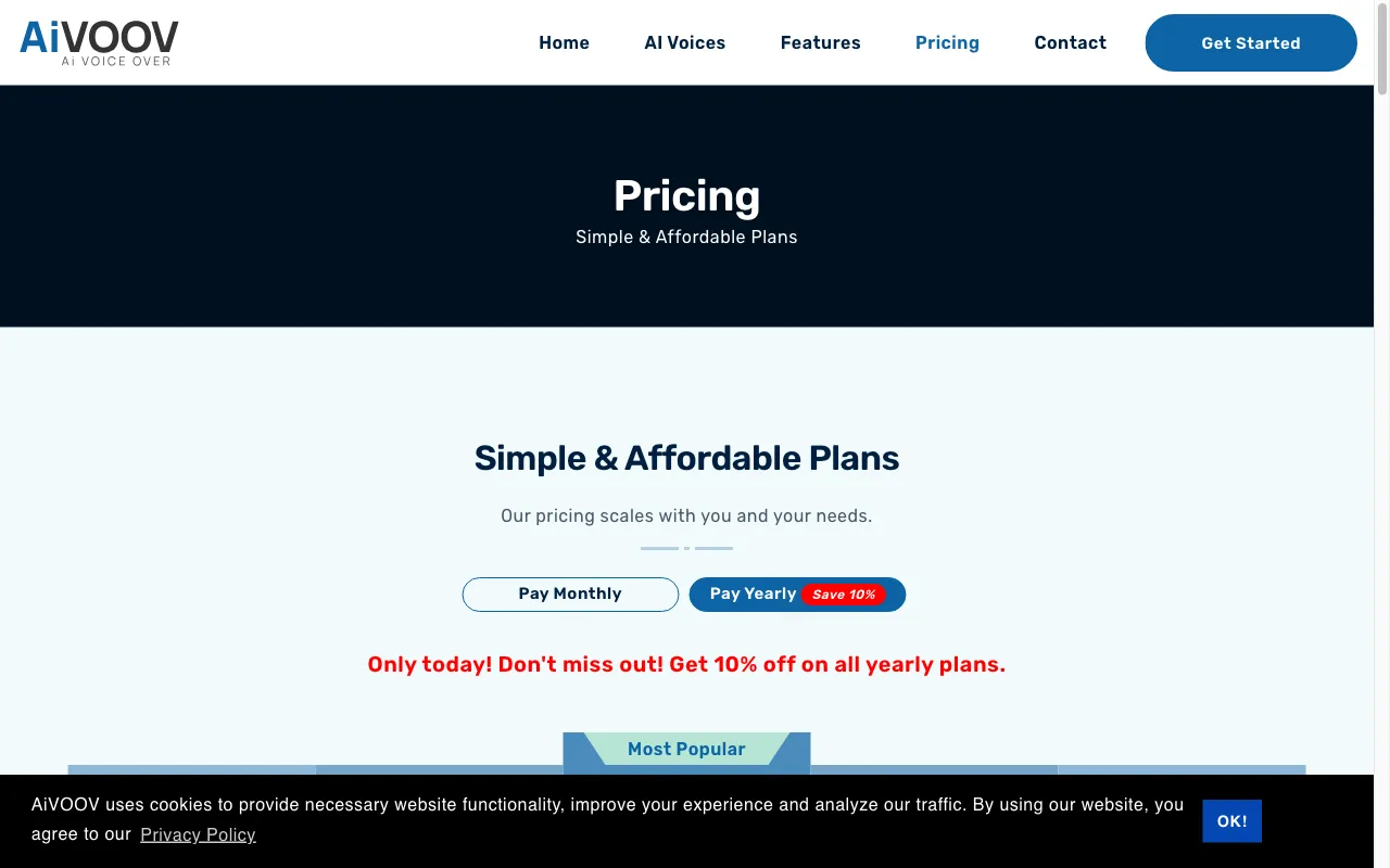 AiVOOV — pricing page