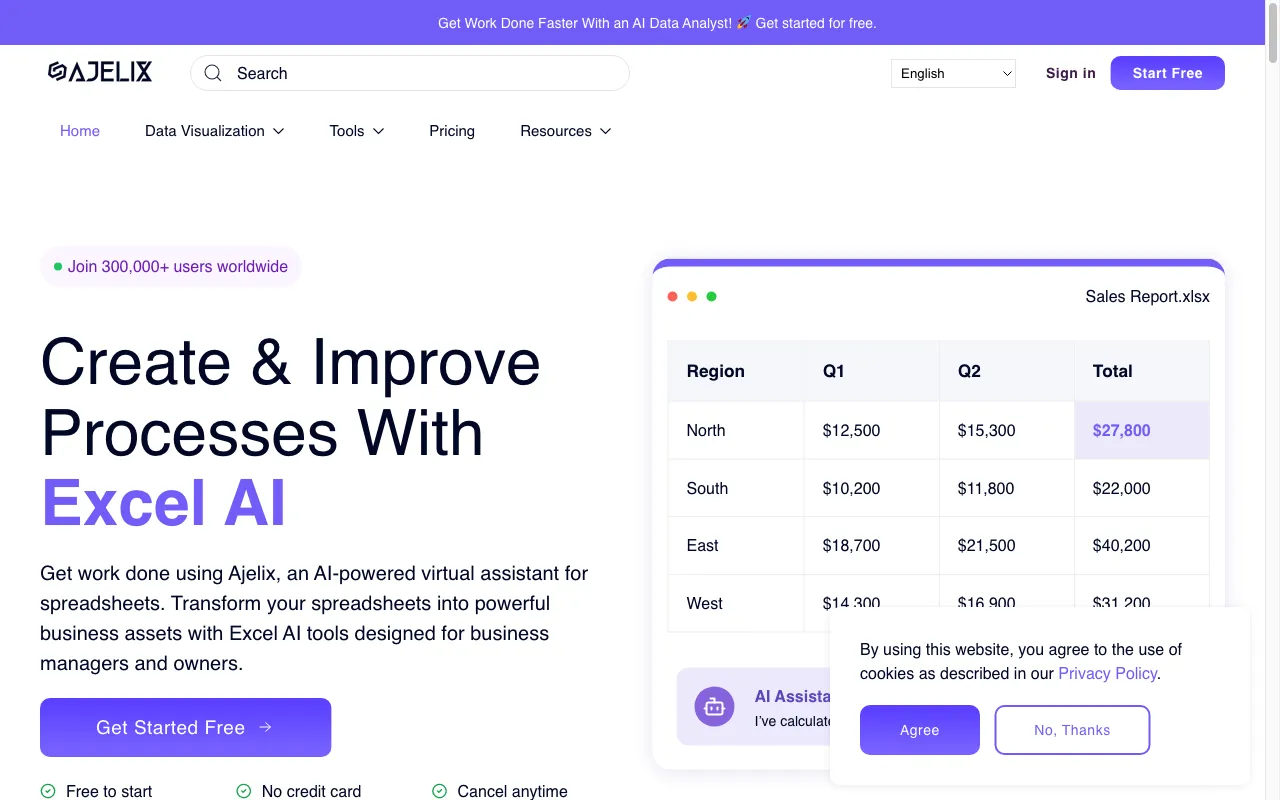 Ajelix AI Excel Tools — preview screenshot