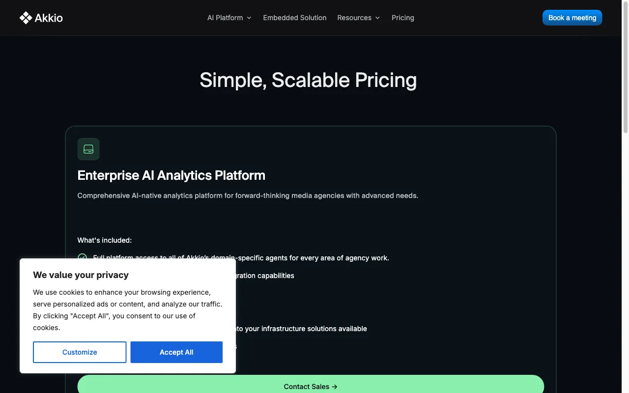 Akkio — pricing page