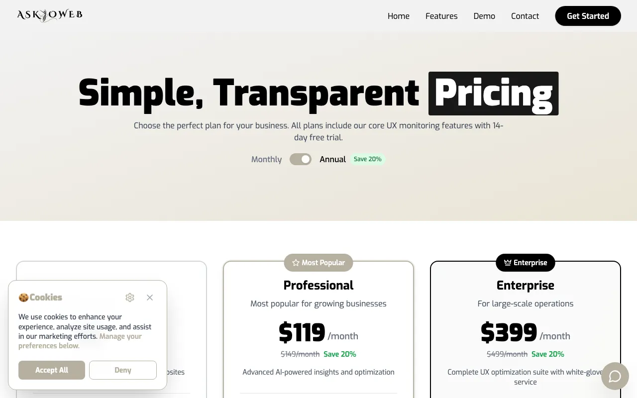 AskToWeb — pricing page