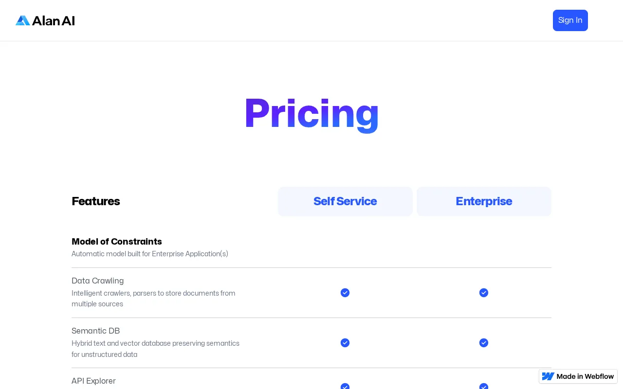 Alan AI Platform — pricing page