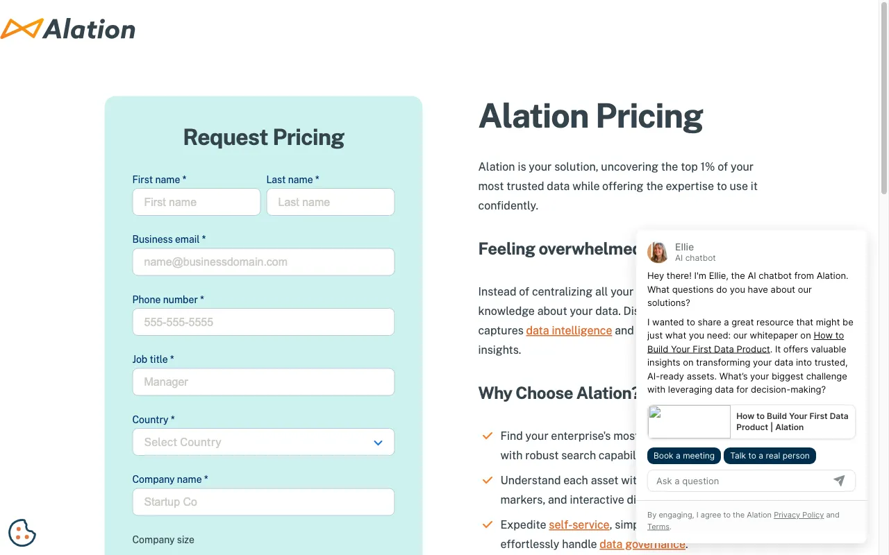 Alation — pricing page
