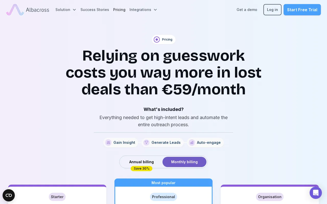 Albacross — pricing page