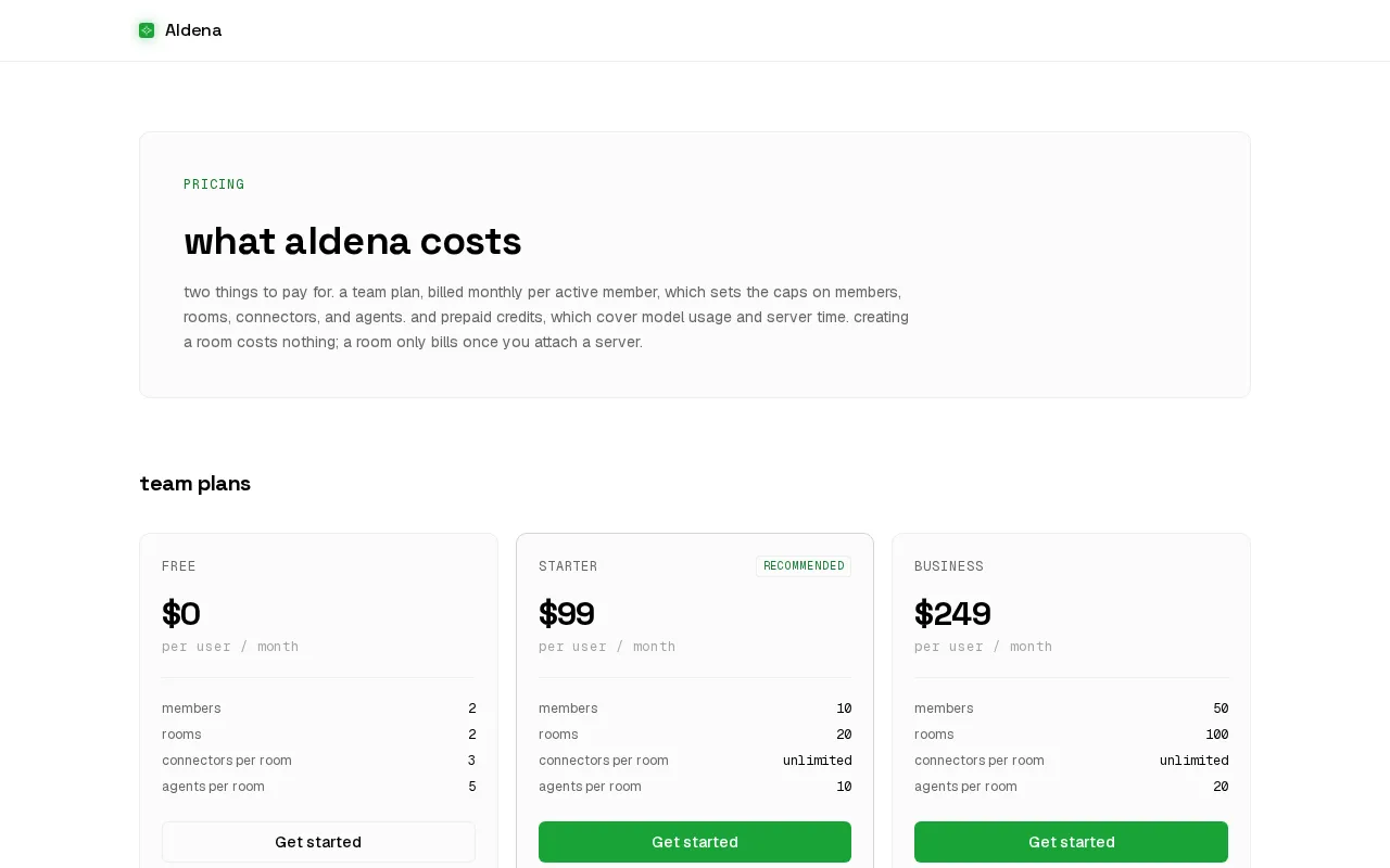 aldena — pricing page
