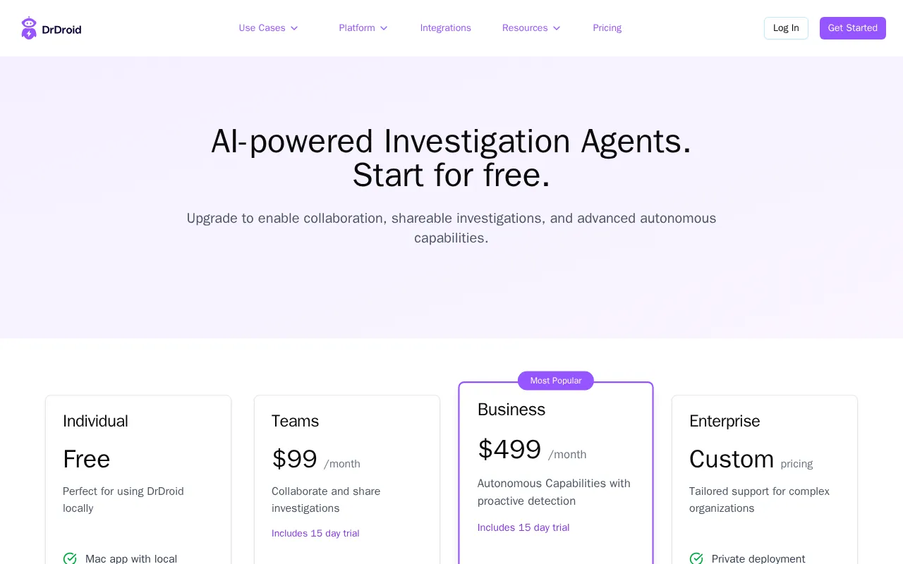 DrDroid — pricing page