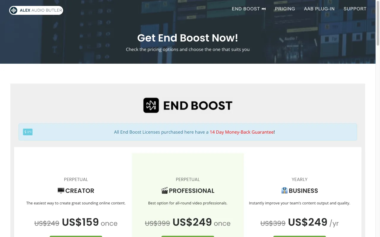 Alex Audio Butler — pricing page