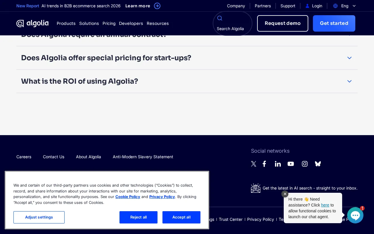 Algolia — pricing page