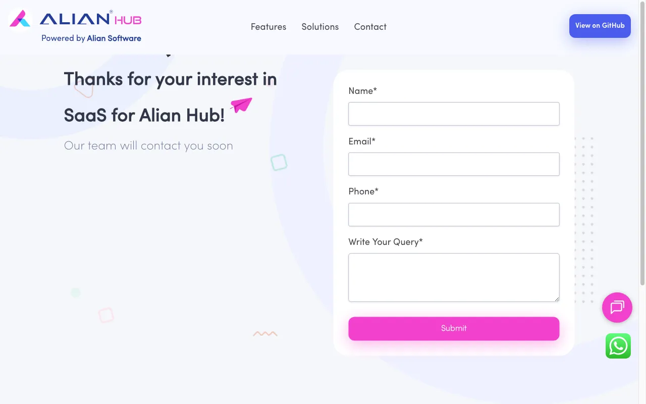 Alian hub — pricing page