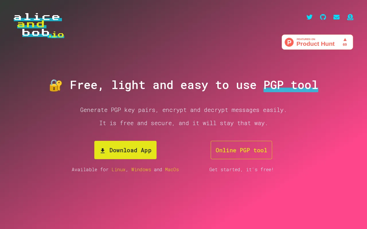 Alice and Bob • A free, light and easy to use PGP tool — preview screenshot