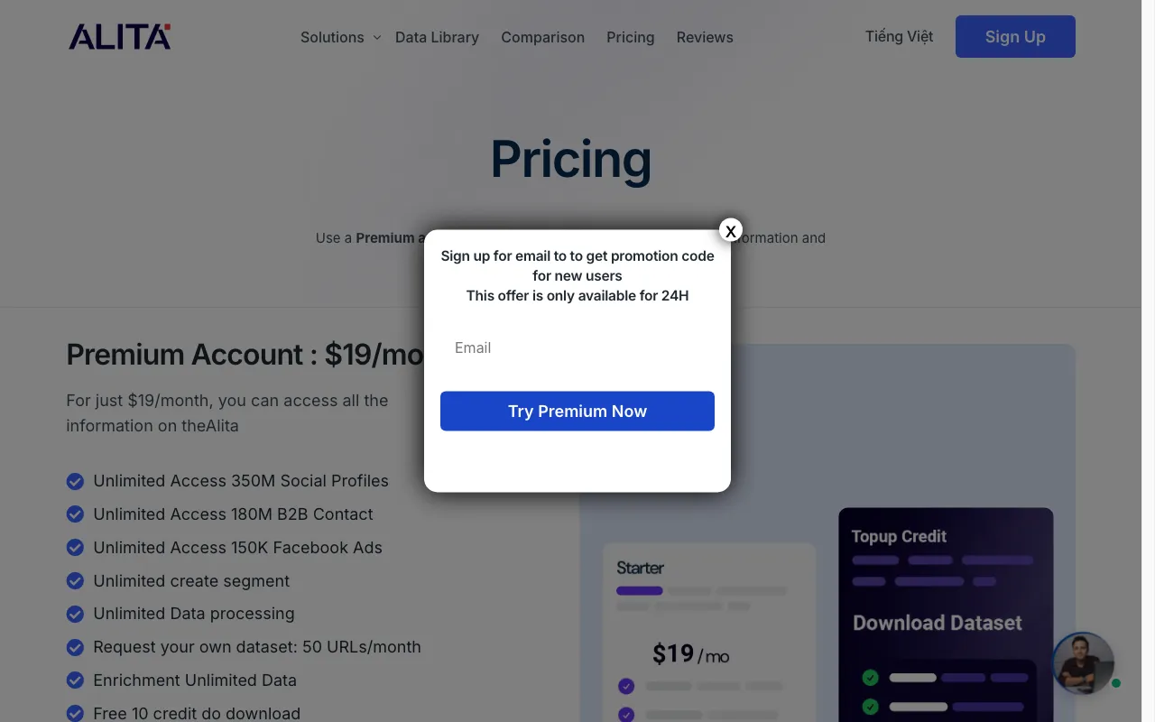 Alita — pricing page