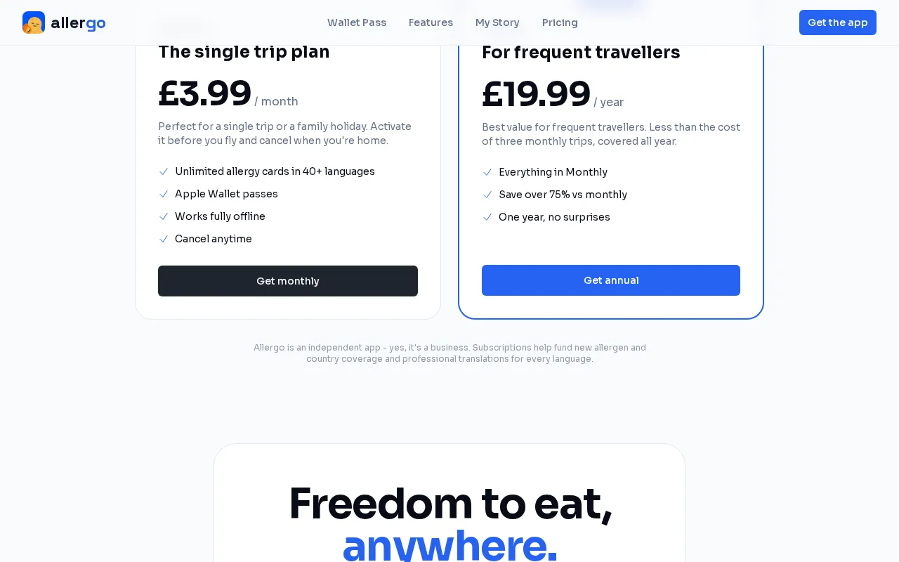 Allergo — pricing page