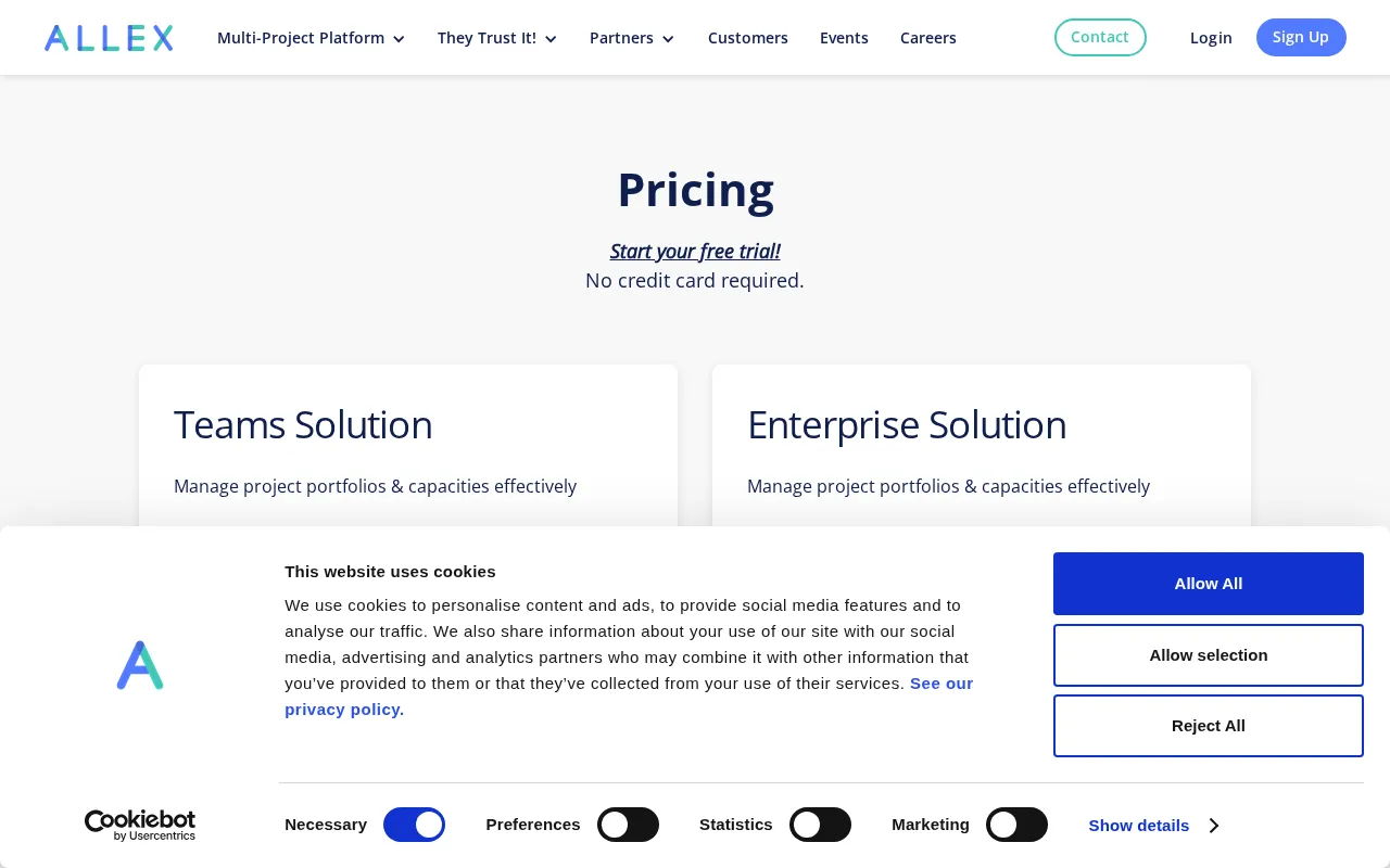 Allex — pricing page