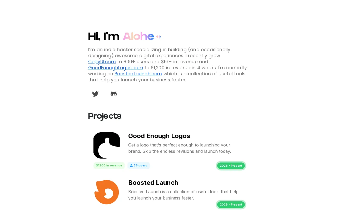 alohe.github.io — preview screenshot