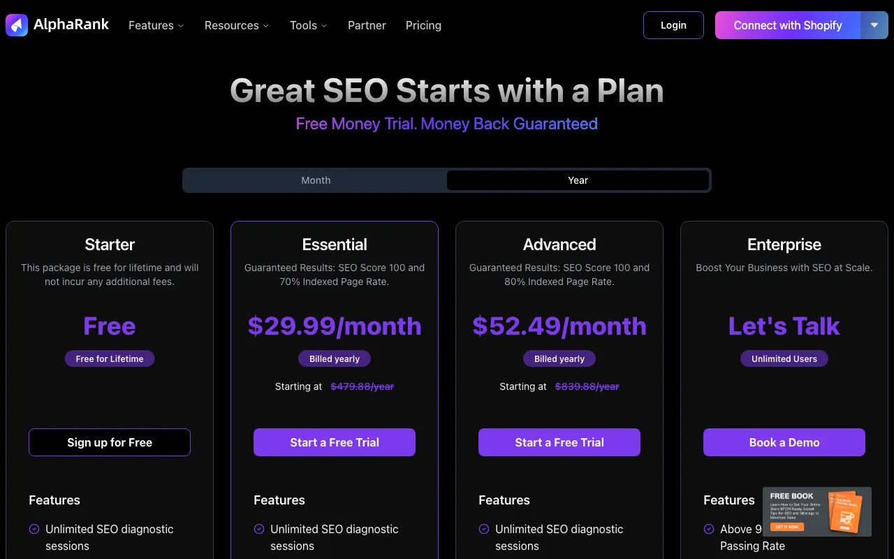 AlphaRank — pricing page