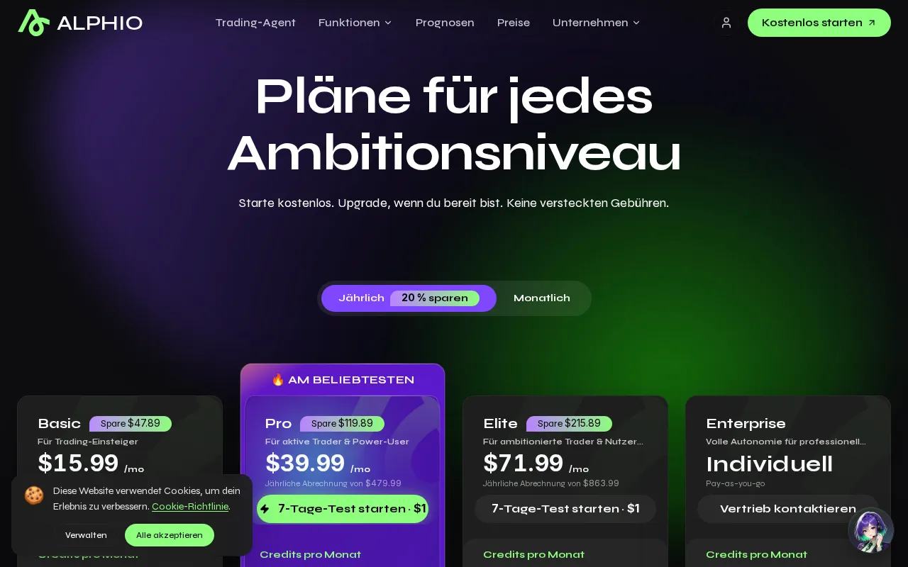 Alphio.AI — pricing page