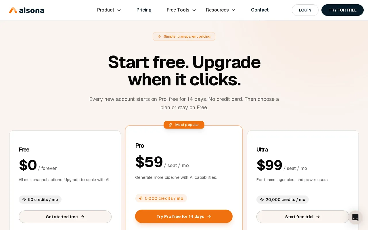 Alsona — pricing page