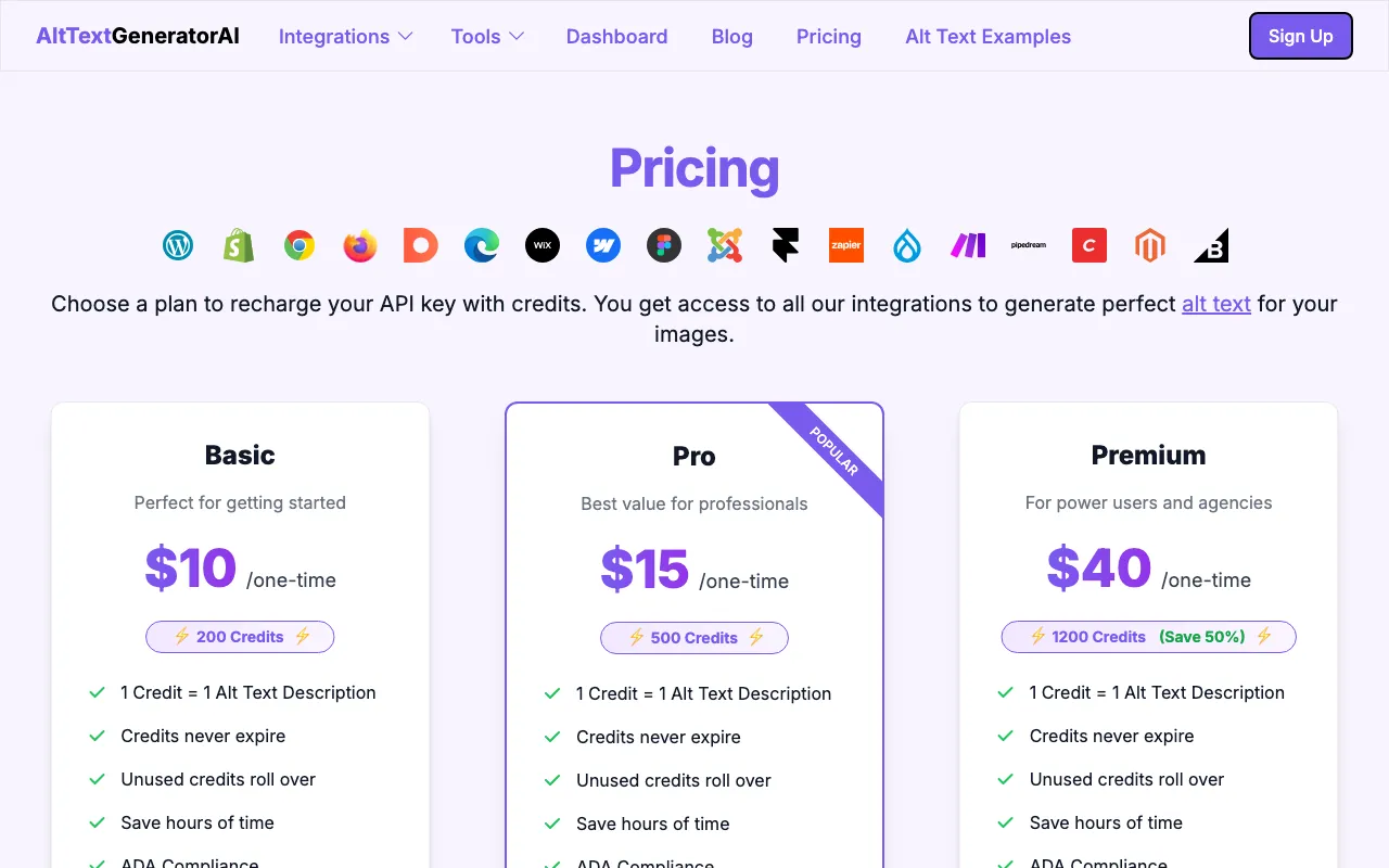 alttextgeneratorai.com — pricing page