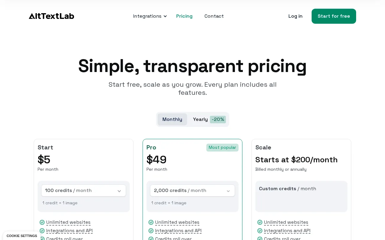 AltTextLab — pricing page