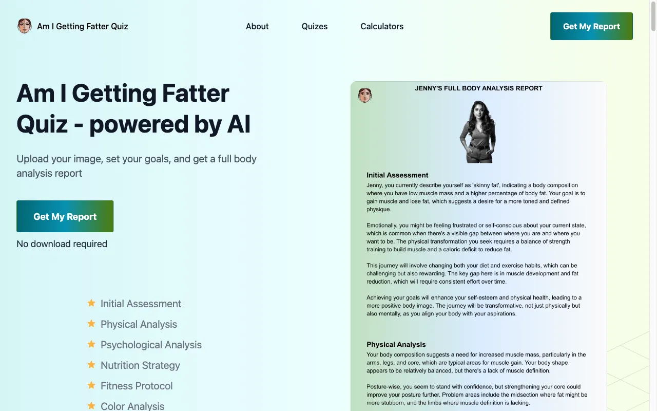 amigettingfatterquiz.com — preview screenshot
