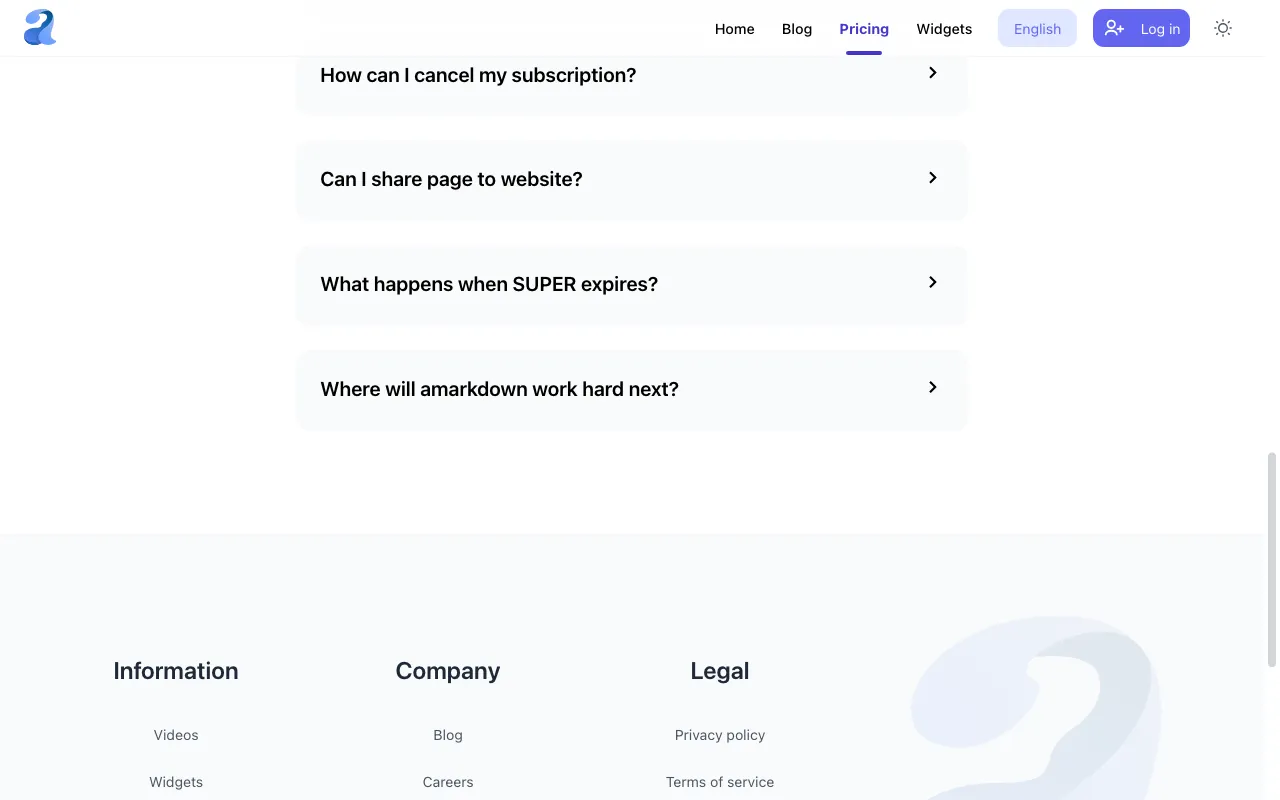 Amarkdown — pricing page