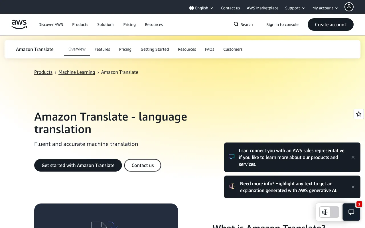 Amazon Translate — preview screenshot