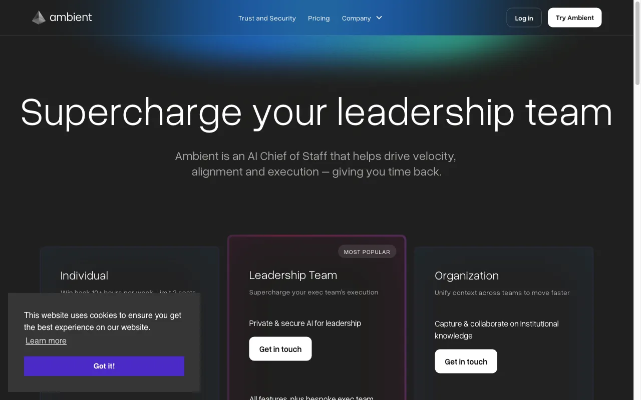 Ambient — pricing page