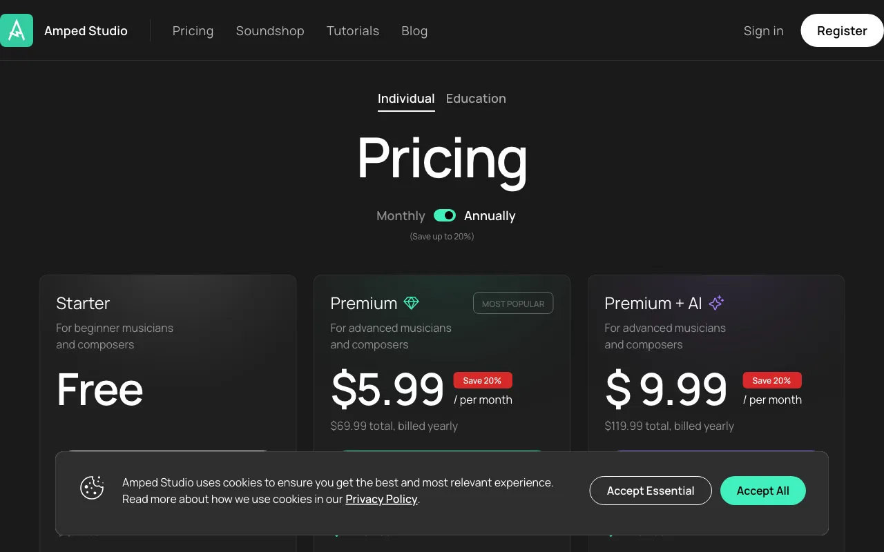 ampedstudio.com — pricing page
