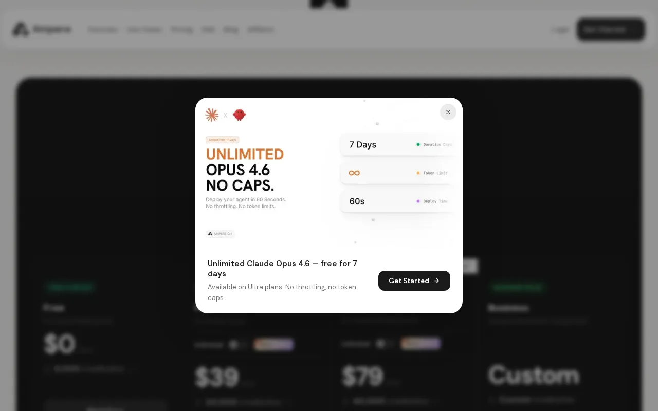 Ampere — pricing page