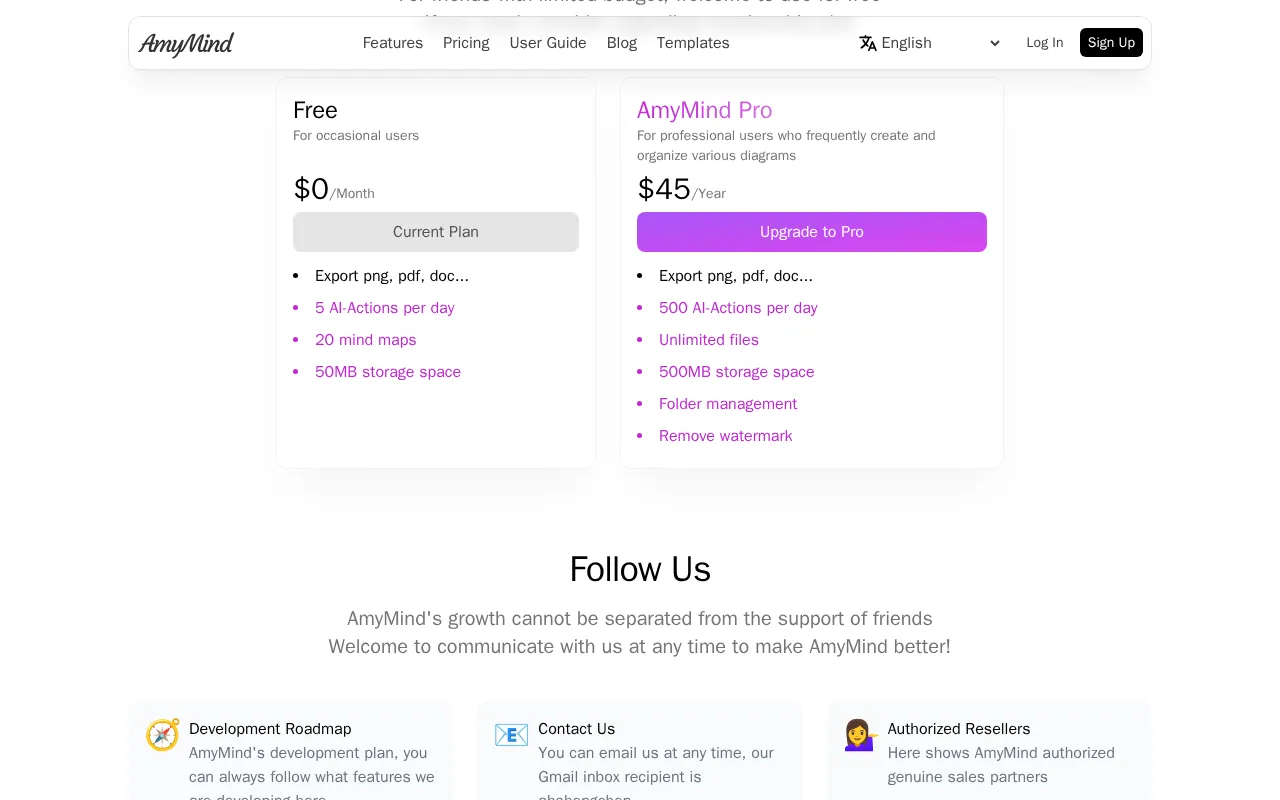 AmyMind — pricing page