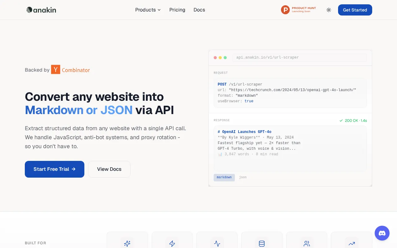 Anakin — pricing page