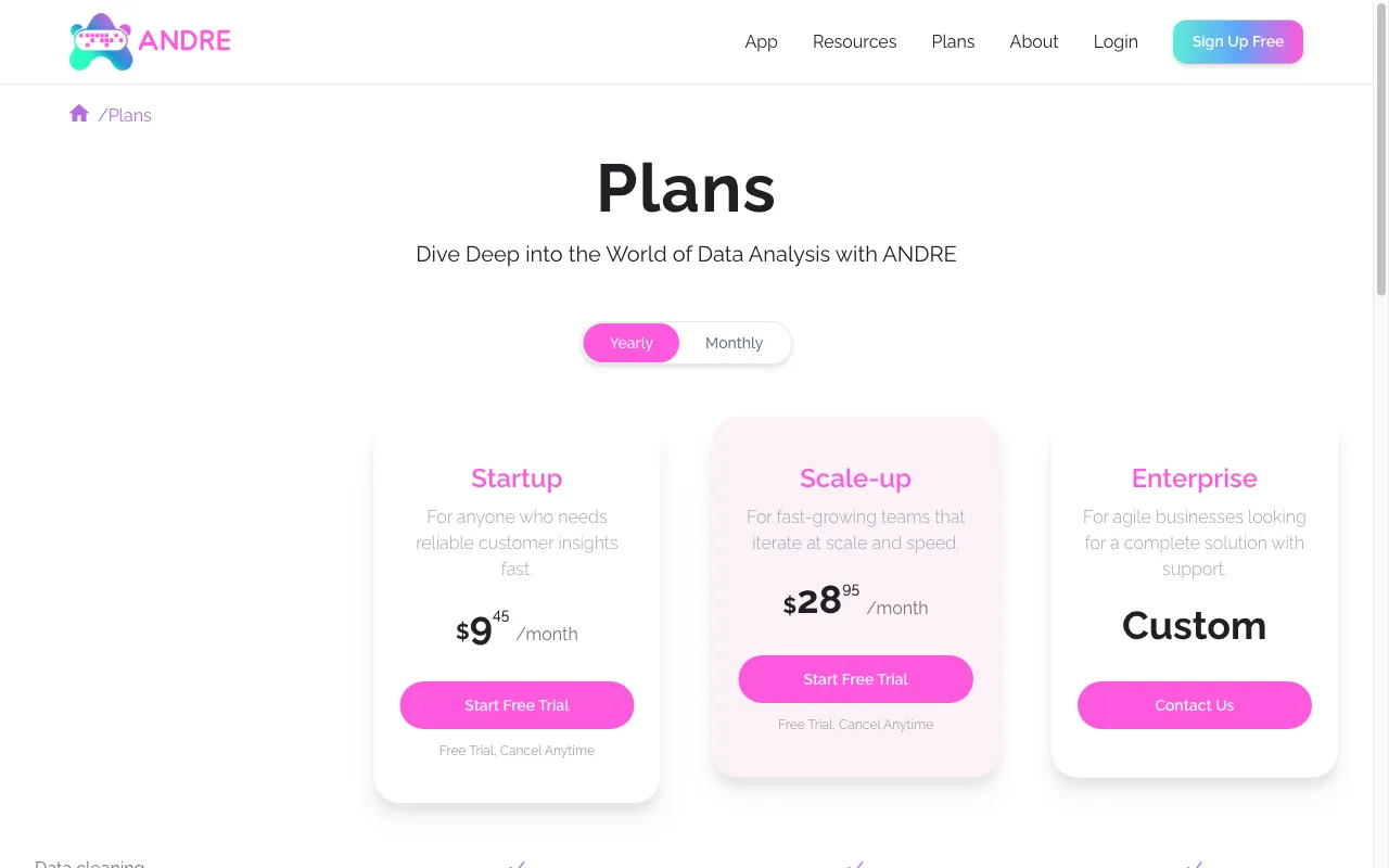 ANDRE — pricing page