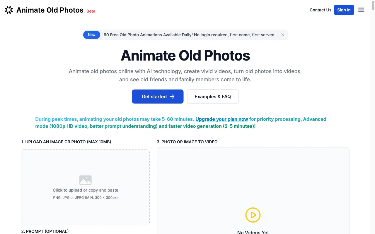 Animate Old Photos — preview screenshot