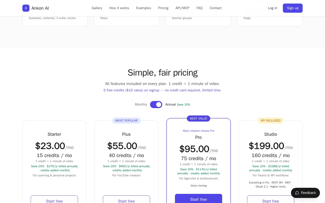 Ankon AI — pricing page