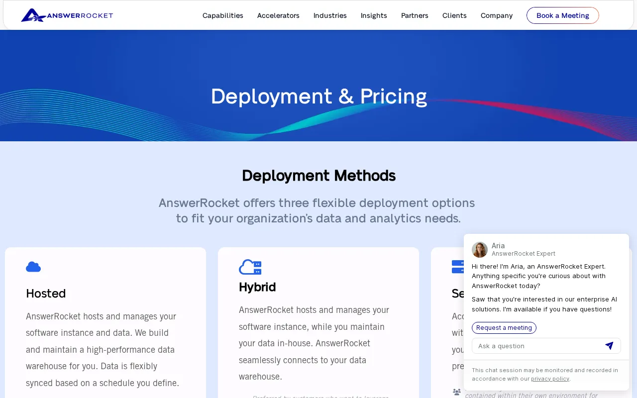 AnswerRocket - Enterprise AI Solutions That Drive Results — pricing page