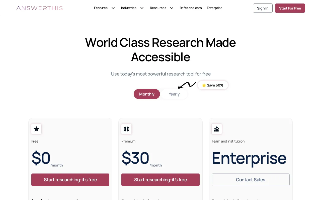 AnswerThis — pricing page