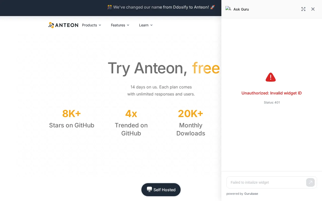 Anteon — pricing page