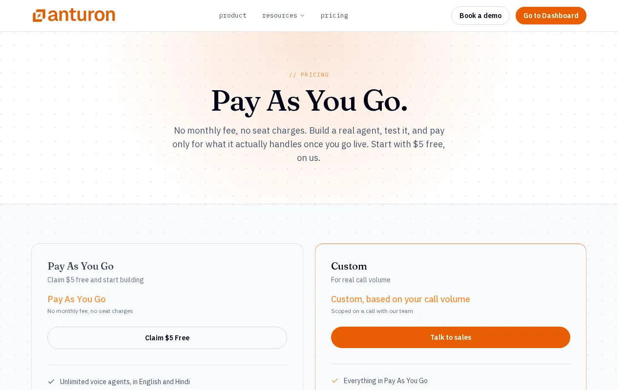 anturon — pricing page