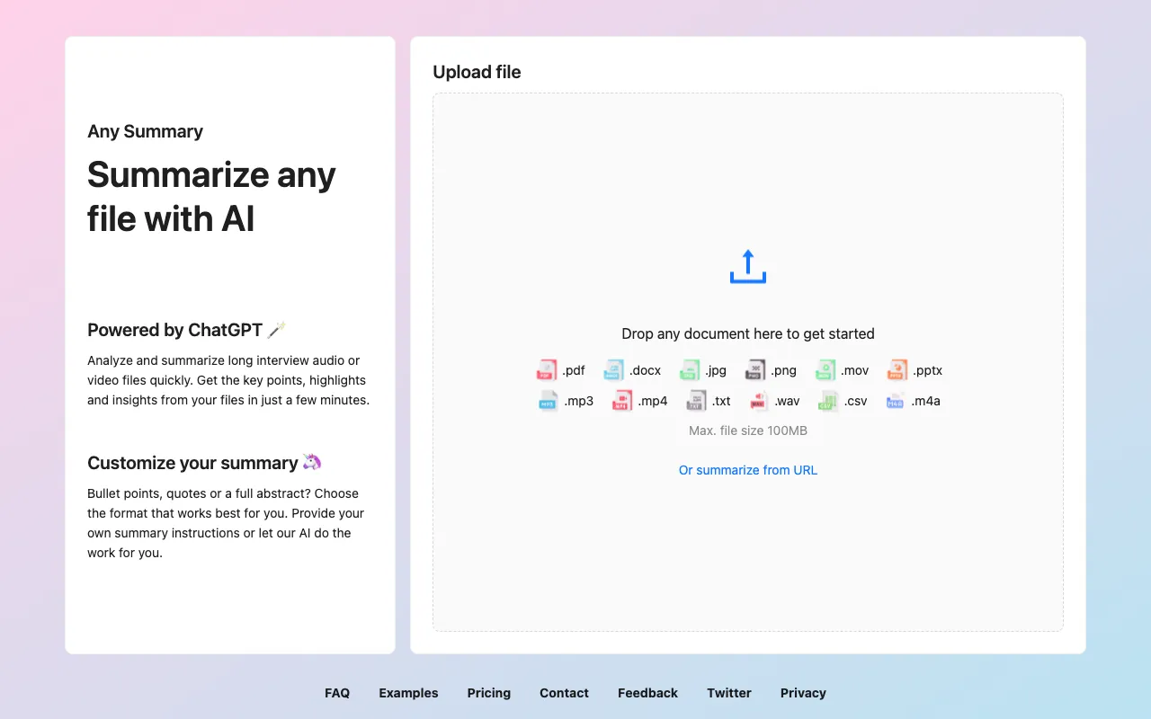 Any Summary — preview screenshot
