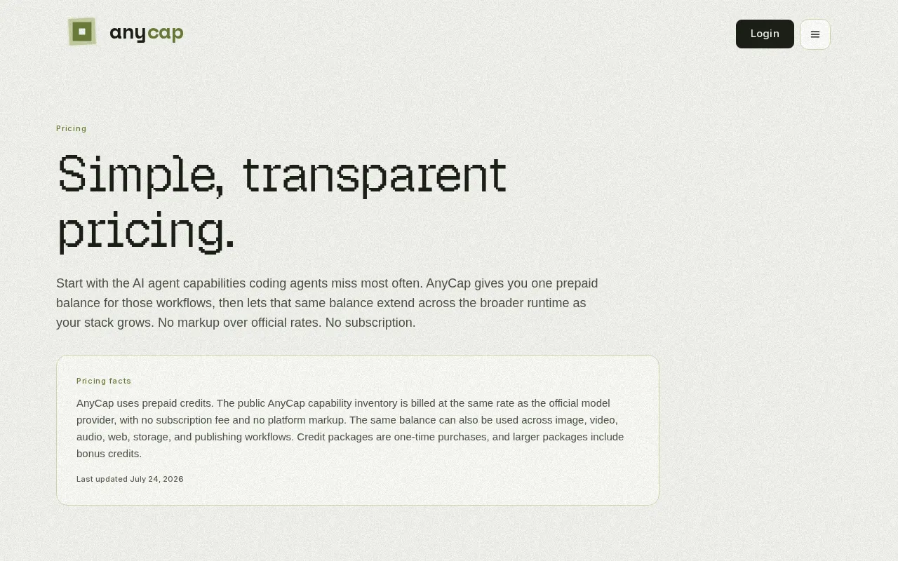 AnyCap — pricing page