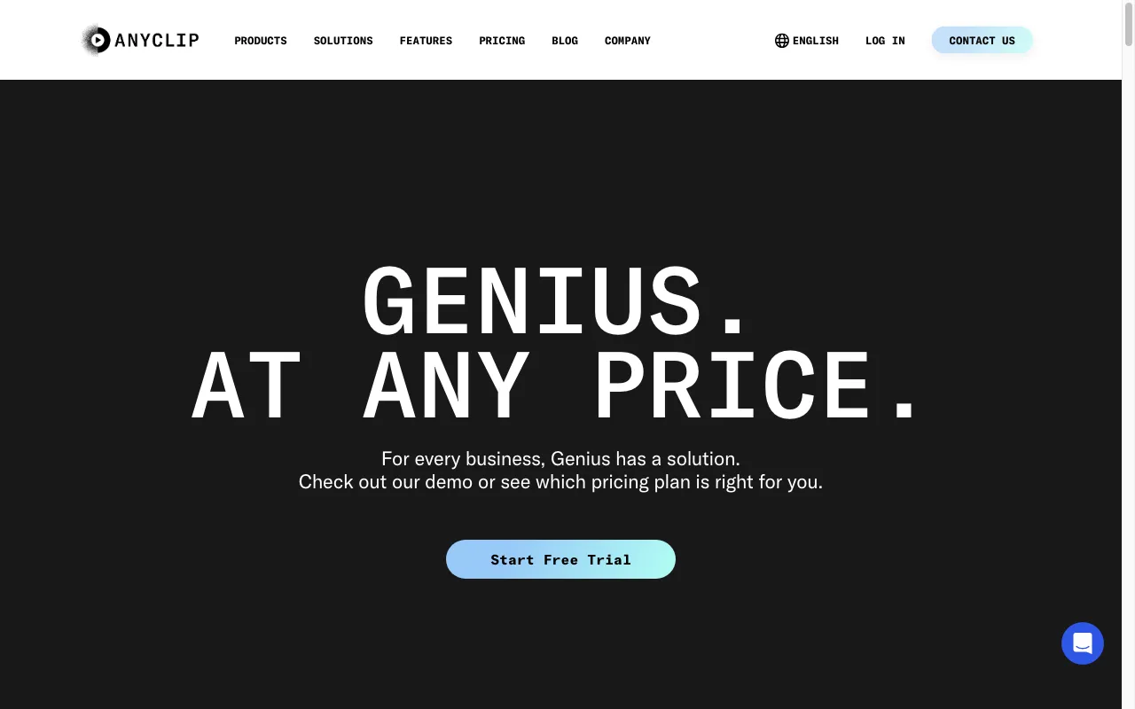 AnyClip, The Genius Platform — pricing page